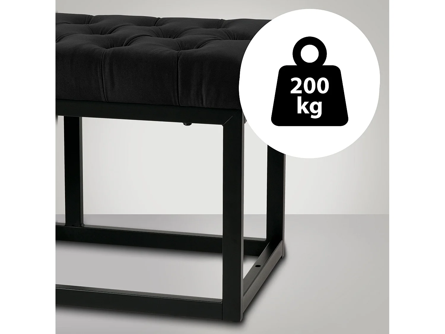 Banco banqueta pie de cama asiento diseño moderno tapizado 150 cm terciopelo negro metal negro mate M10_000120