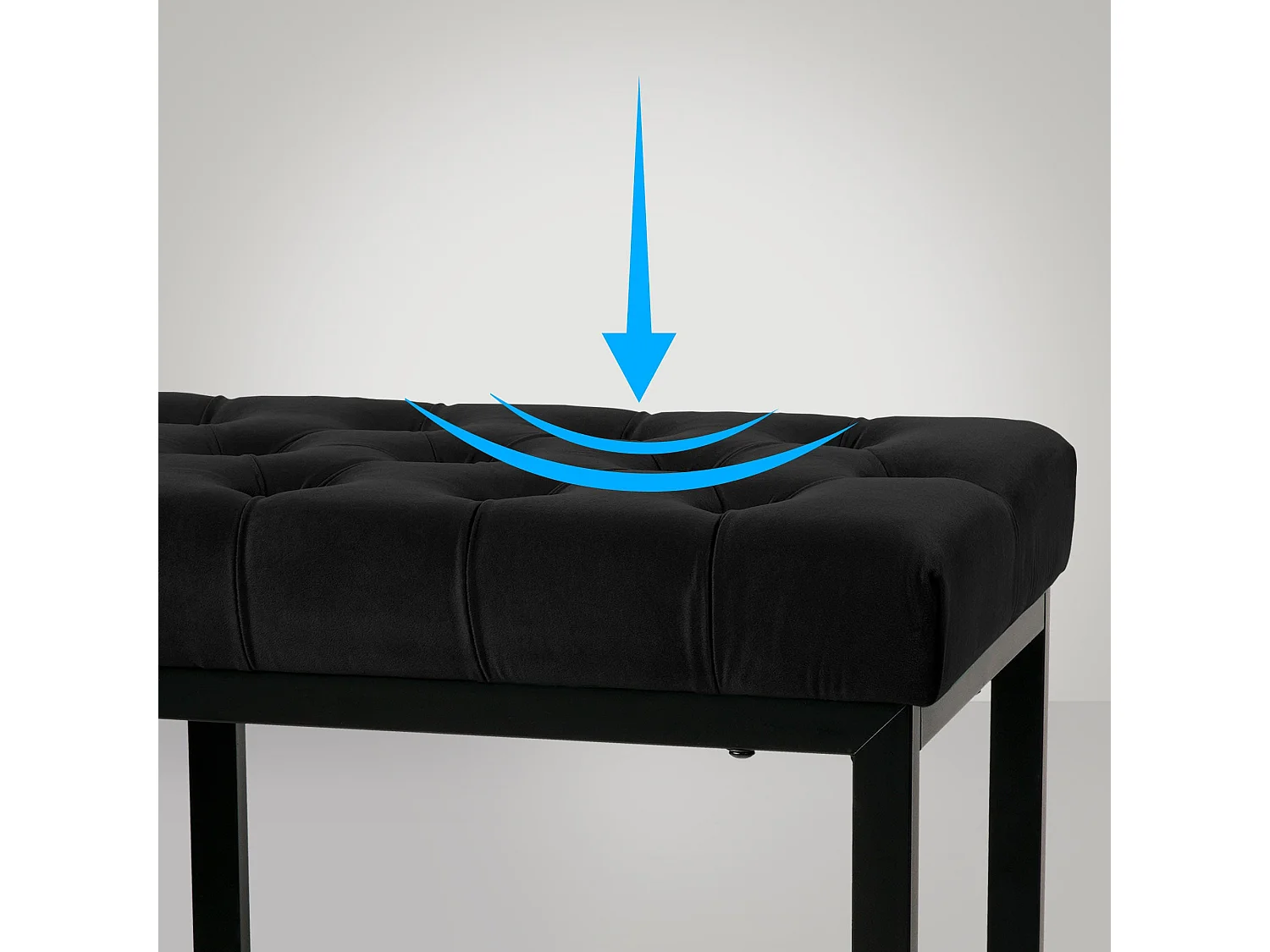 Banco banqueta pie de cama asiento diseño moderno tapizado 150 cm terciopelo negro metal negro mate M10_000120