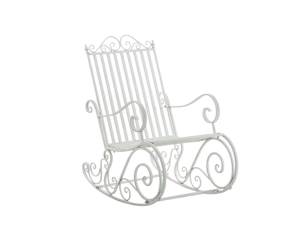 Mecedora para exterior silla balancín para terraza metal blanco M10_000615