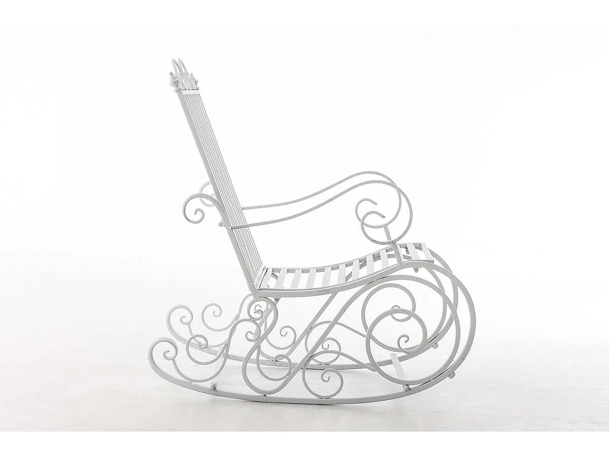 Mecedora para exterior silla balancín para terraza metal blanco M10_000615