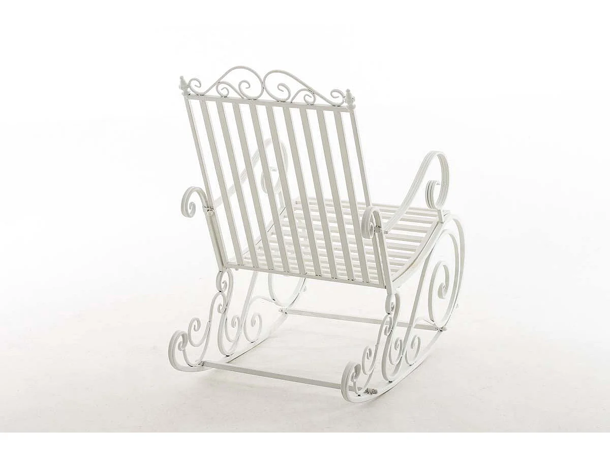Mecedora para exterior silla balancín para terraza metal blanco M10_000615