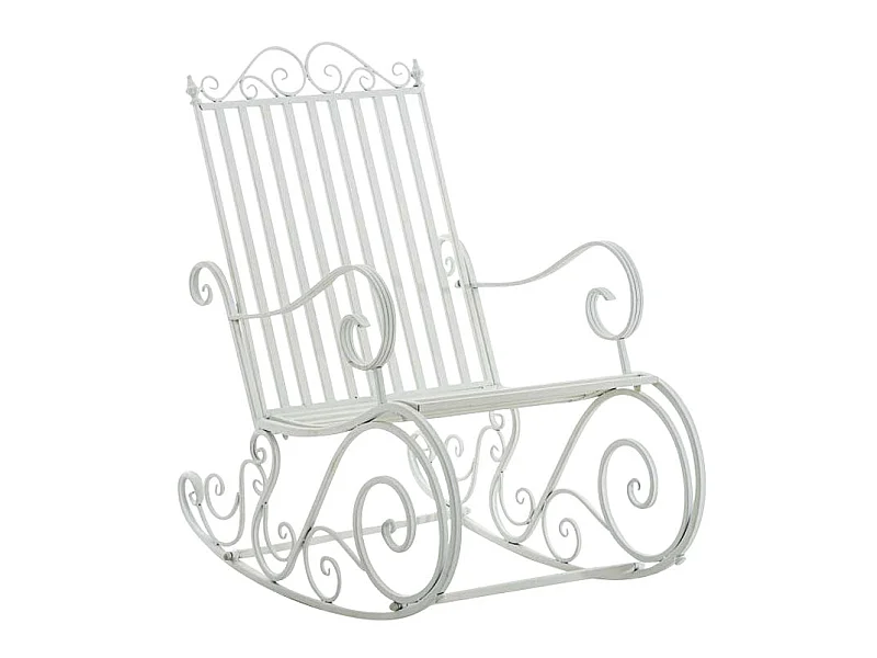 Mecedora para exterior silla balancín para terraza metal blanco M10_000615