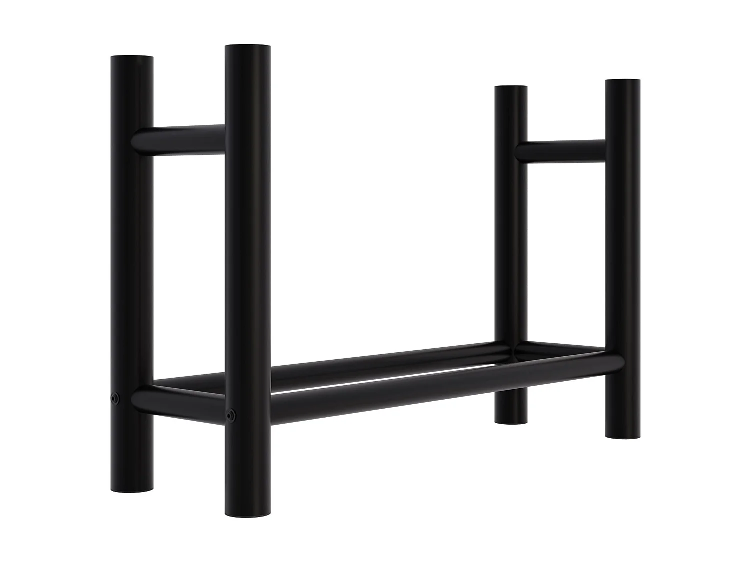 Leñero soportes para leña almacenamiento de metal negro redonda 30x80x60 cm M10_000579