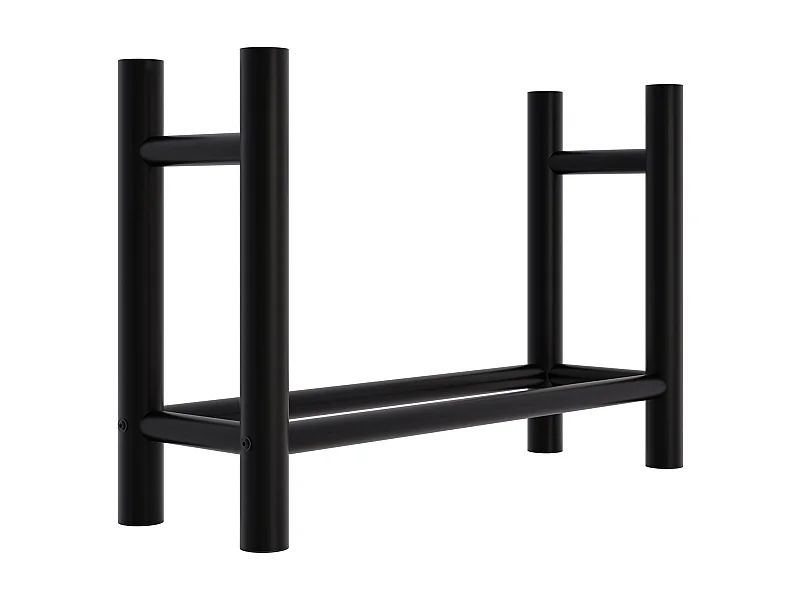 Leñero soportes para leña almacenamiento de metal negro redonda 30x80x60 cm M10_000579