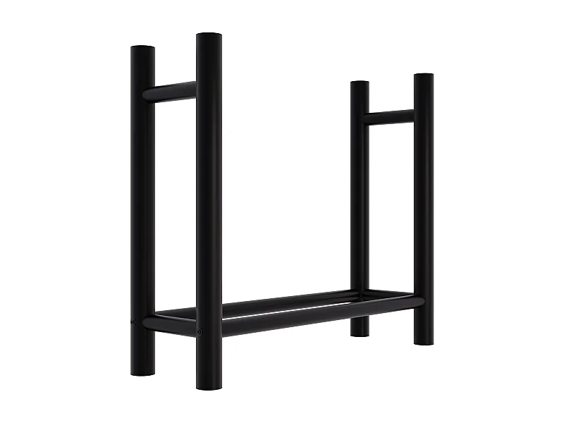 Leñero soportes para leña almacenamiento de metal negro redonda 30x80x80 cm metal M10_000580