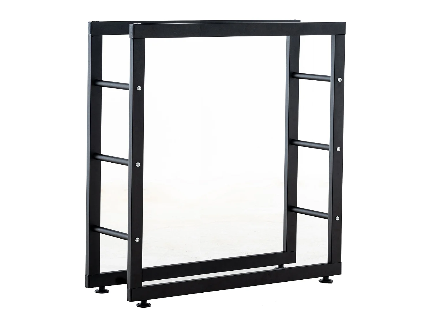Leñero soportes para leña almacenamiento de metal negro negro 25x100x100 cm metal M10_000550