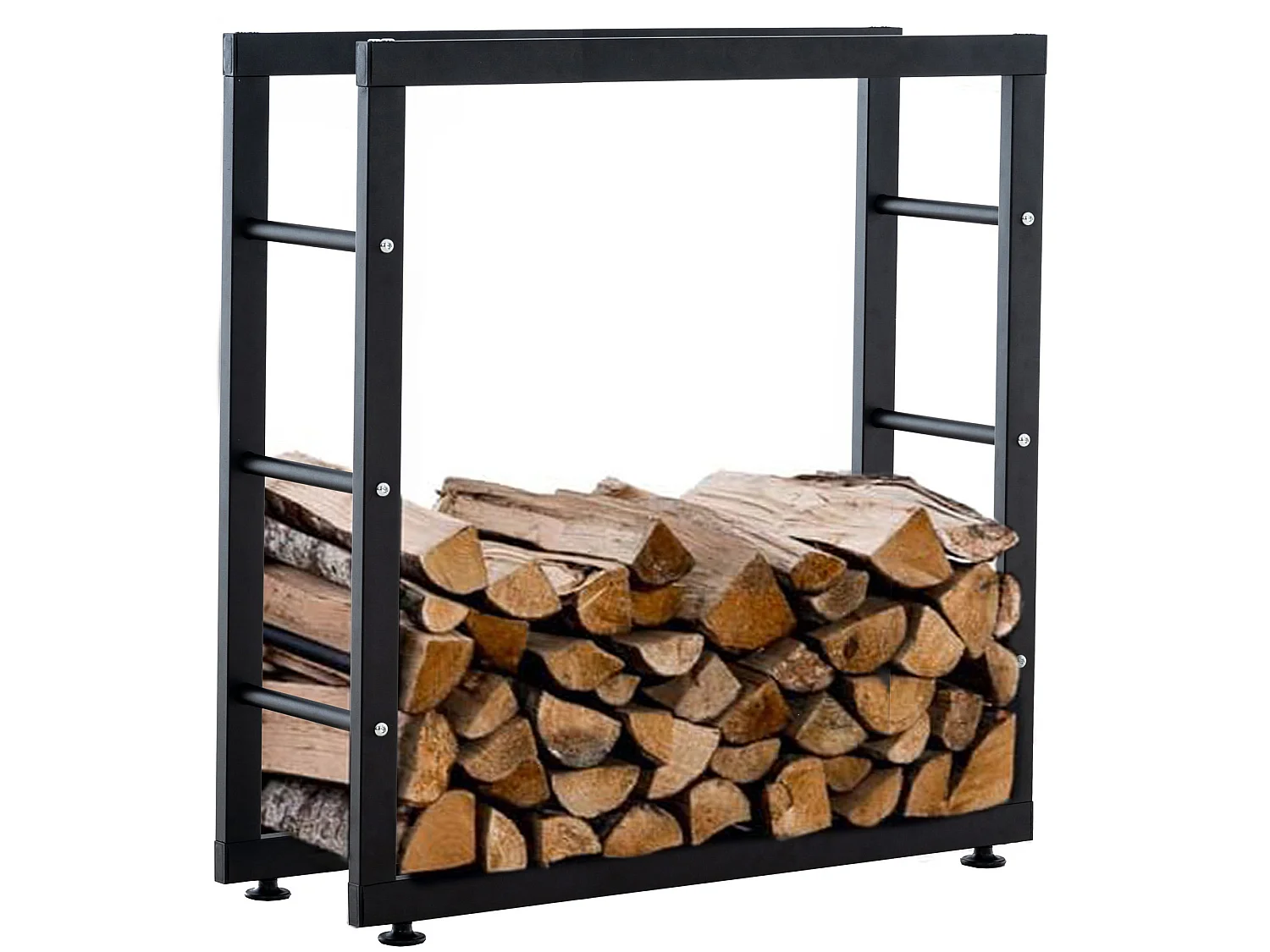 Leñero soportes para leña almacenamiento de metal negro negro 25x80x80 cm metal M10_000564