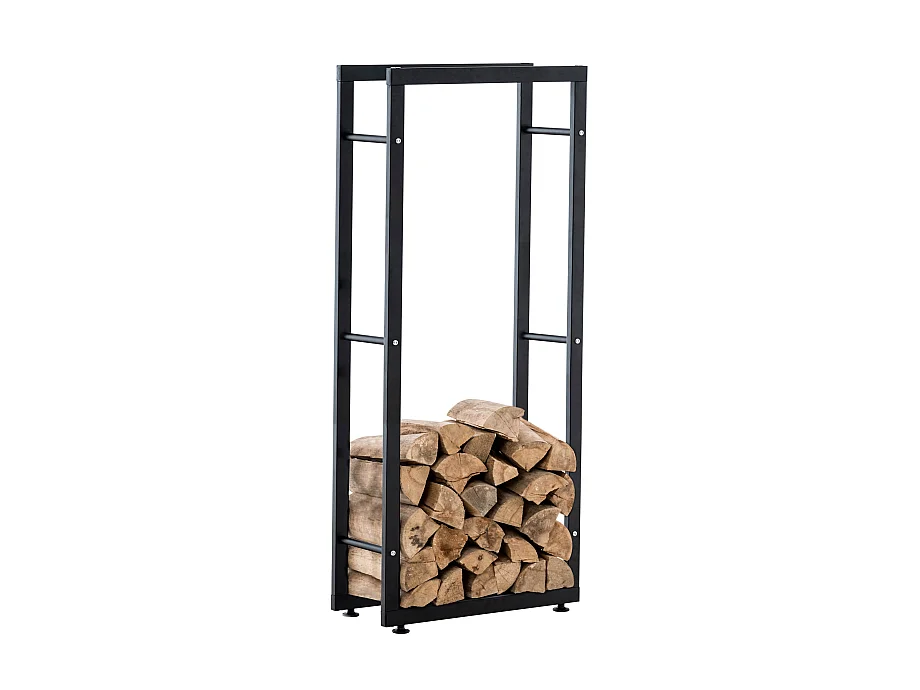 Leñero soportes para leña almacenamiento de metal negro negro 25x40x100 cm metal M10_000554
