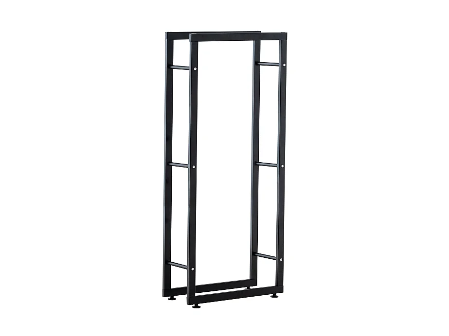 Leñero soportes para leña almacenamiento de metal negro negro 25x40x150 cm metal M10_000556