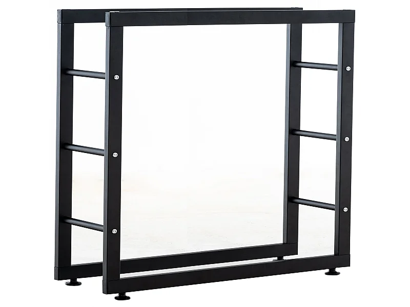 Leñero soportes para leña almacenamiento de metal negro negro 25x100x80 cm metal M10_000553