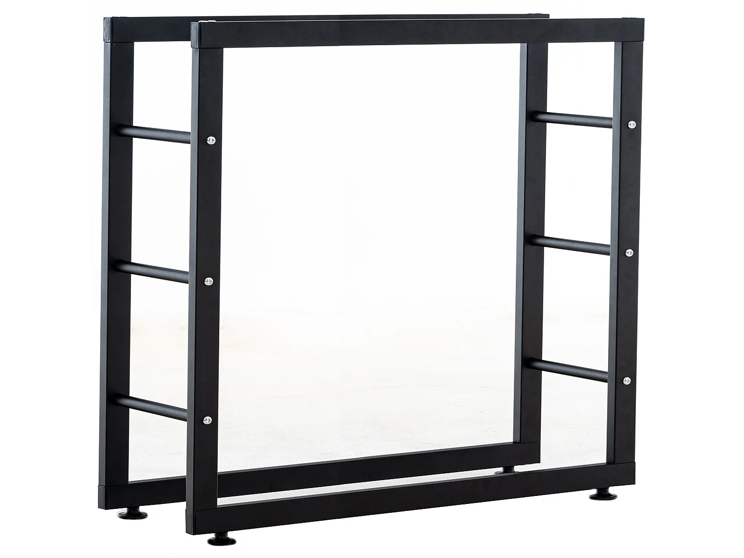 Leñero soportes para leña almacenamiento de metal negro negro 25x100x80 cm metal M10_000553