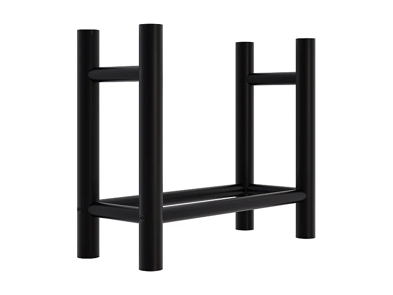 Leñero soportes para leña almacenamiento de metal negro redonda 30x60x60 cm metal M10_000578