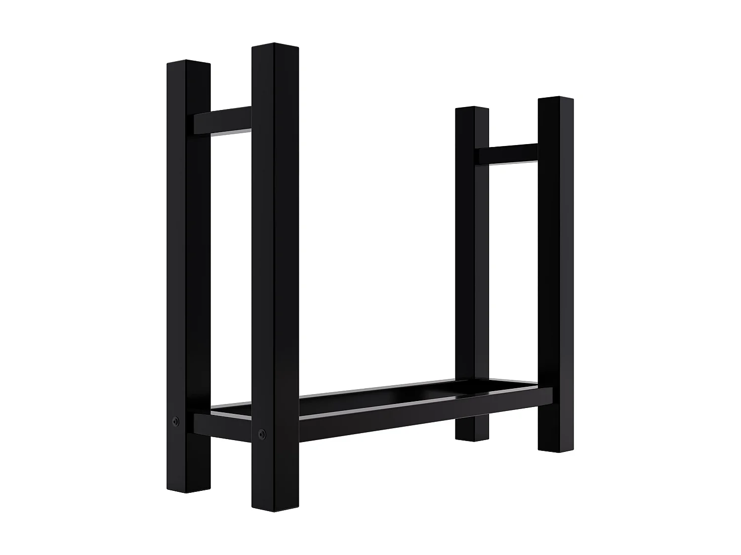 Leñero soportes para leña almacenamiento de metal negro cuadrada 30x80x80 cm M10_000575