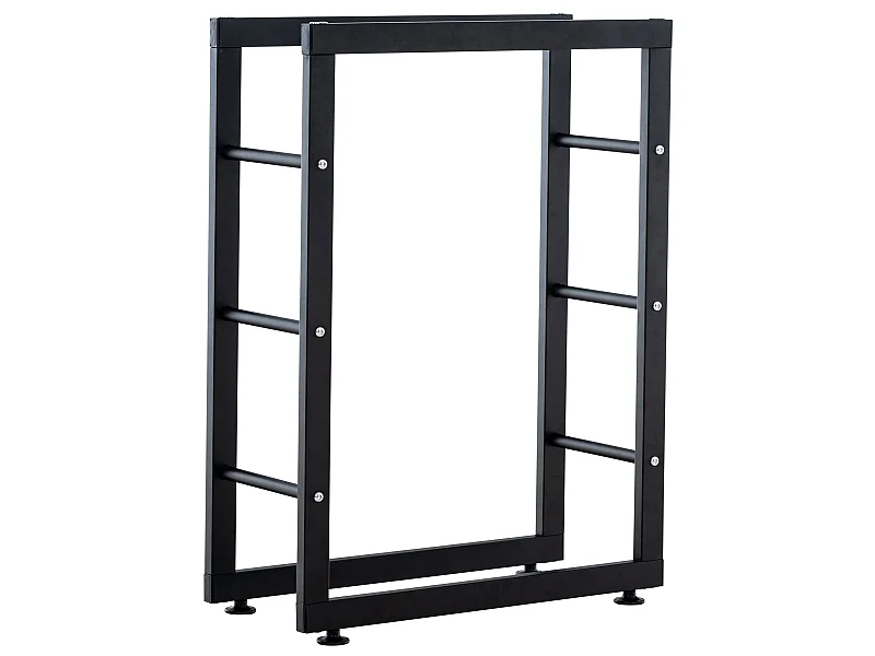 Leñero soportes para leña almacenamiento de metal negro negro 25x80x125 cm metal M10_000562