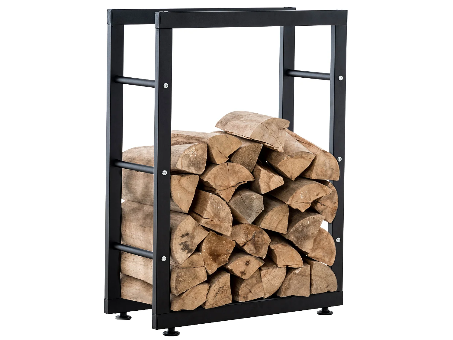 Leñero soportes para leña almacenamiento de metal negro negro 25x80x125 cm metal M10_000562