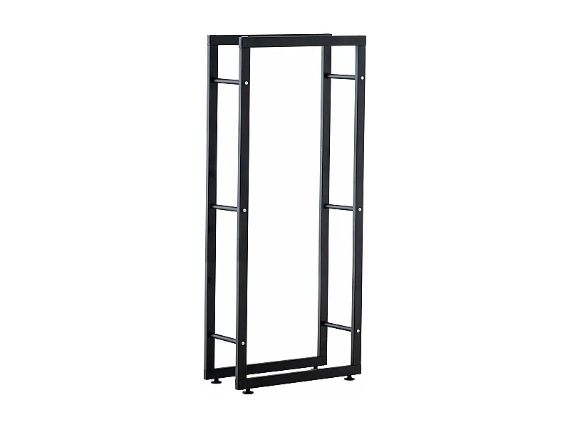 Leñero soportes para leña almacenamiento de metal negro negro 25x40x125 cm metal M10_000555