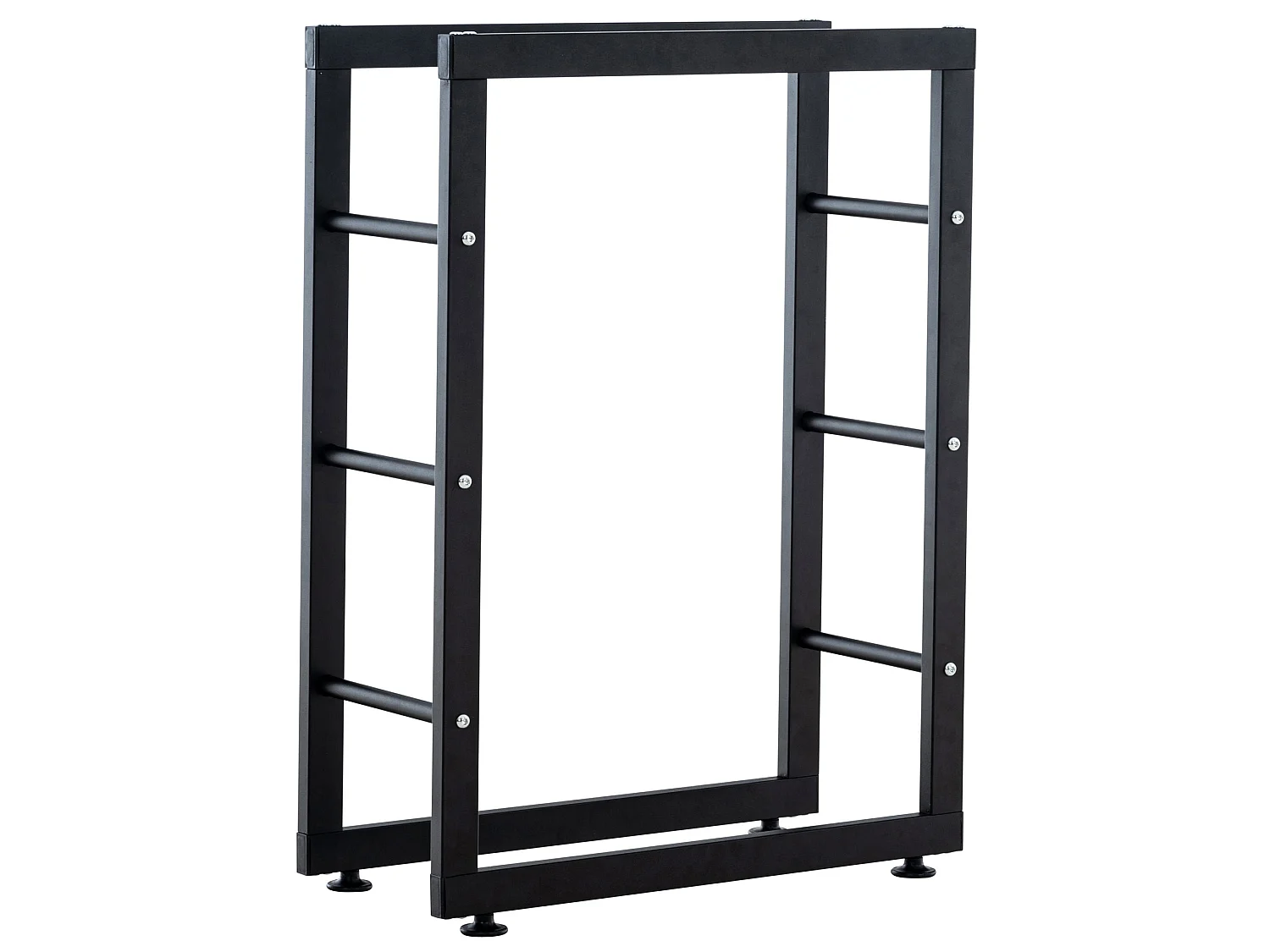 Leñero soportes para leña almacenamiento de metal negro negro 25x60x80 cm M10_000561