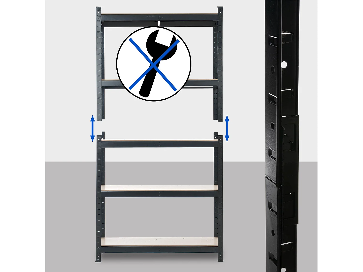 Estantería estante de almacenaje metálica con 5 estantes galvanizada negro 90x40x180 cm M10_000351