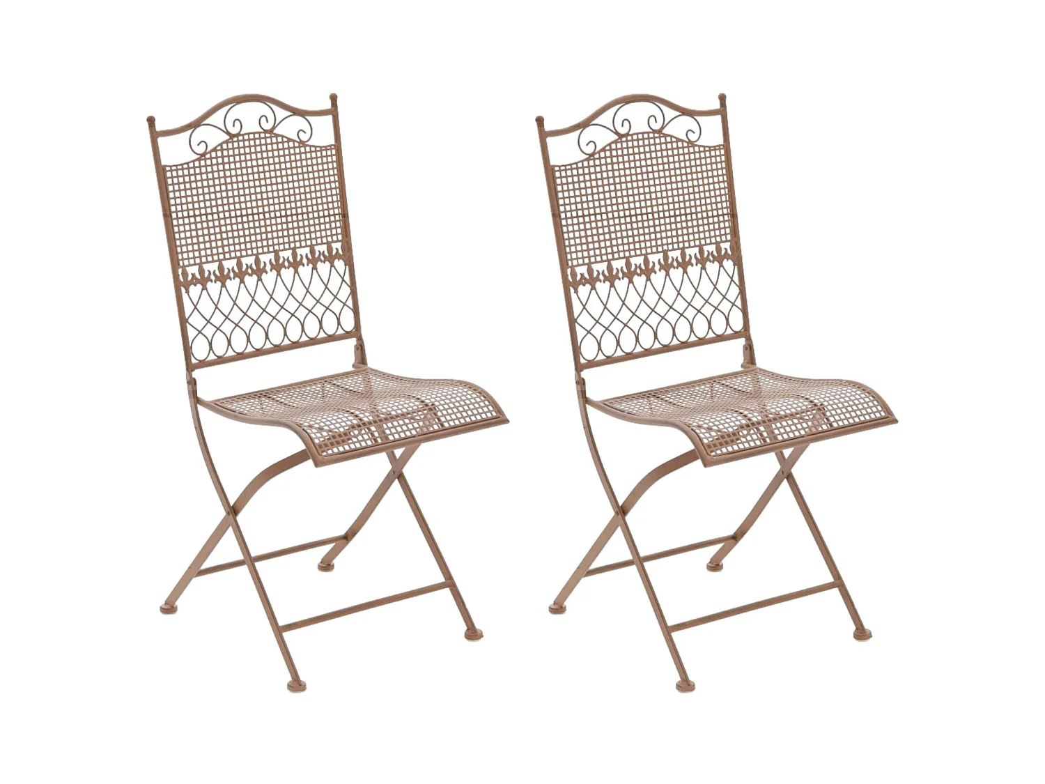 Set de 2 sillas de terraza plegables marrón antiguo metal M10_000766