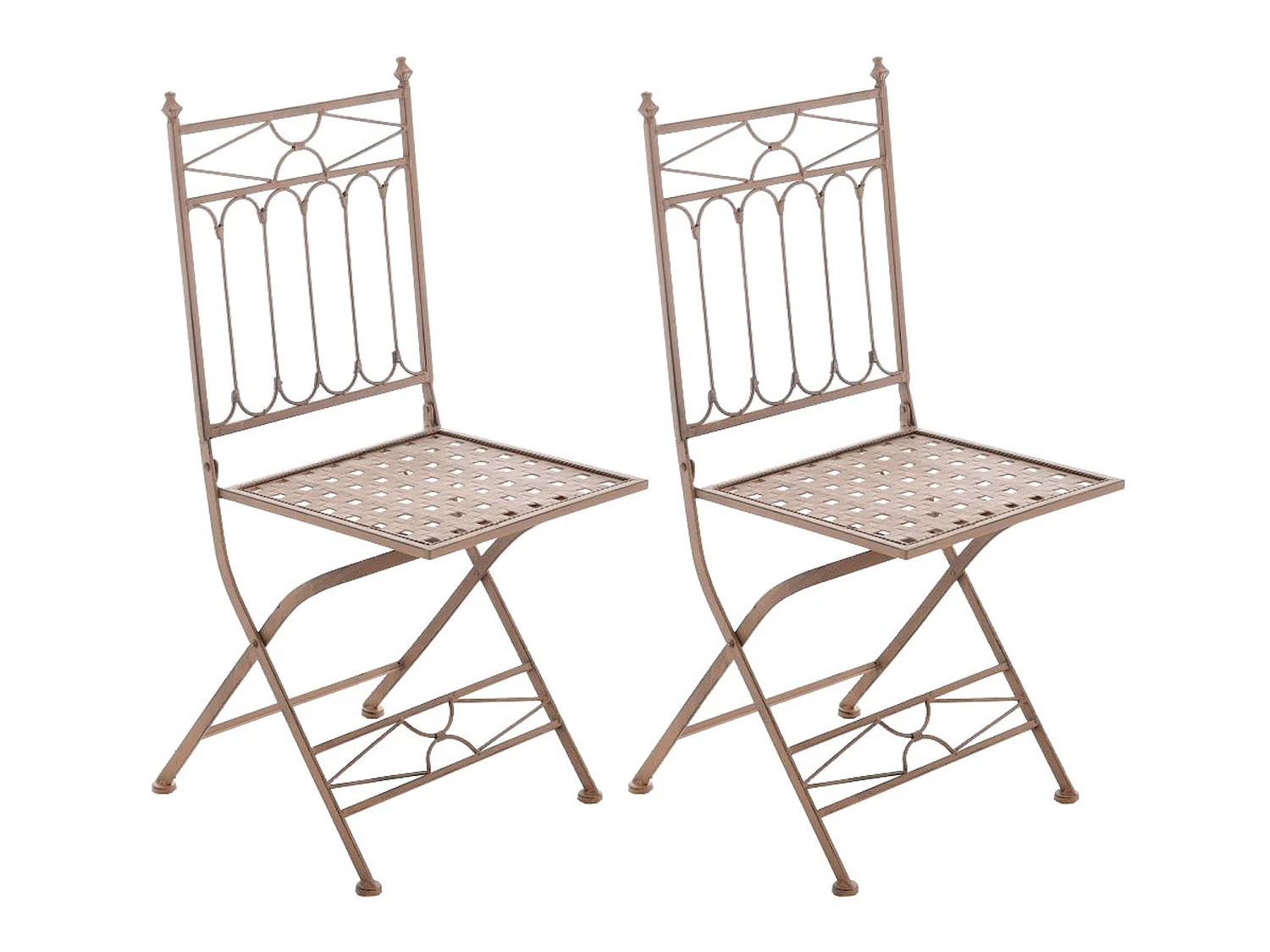 Set de 2 sillas de jardín balcón plegables metal envejecido marrón M10_001052