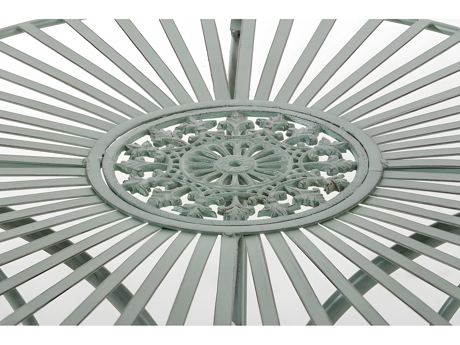 Mesa de exterior terraza balcon diseño rústico metal verde envejecido M10_000691