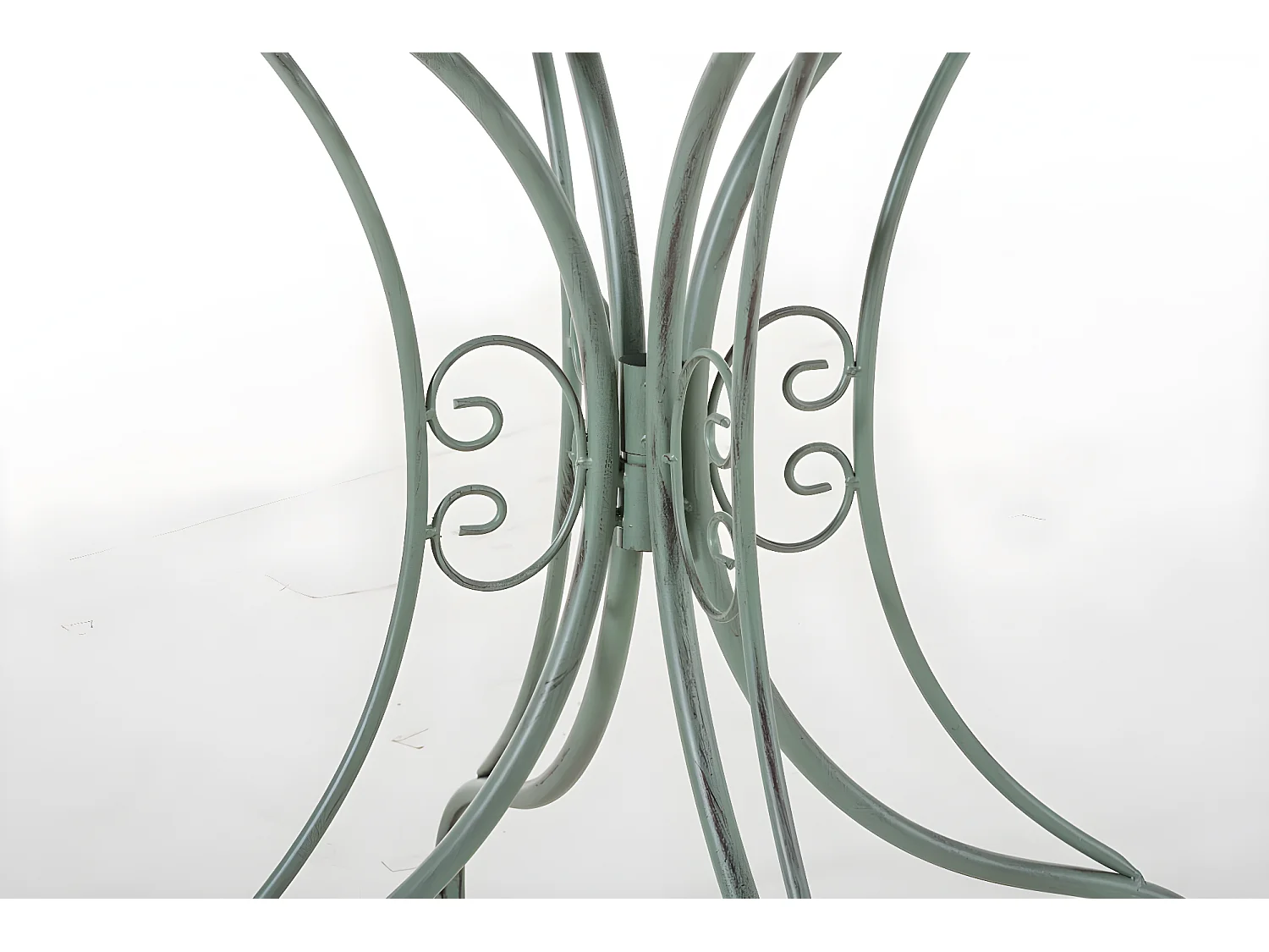 Mesa de exterior terraza balcon diseño rústico metal verde envejecido M10_000691