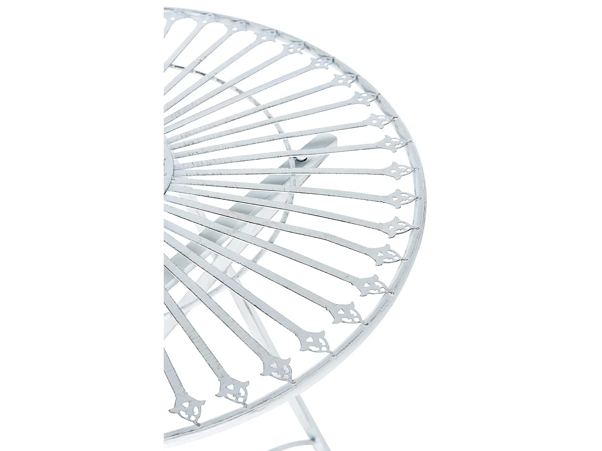Mesa de jardin terraza balcon estilo rustico plegable metal blanco envejecido M10_000713
