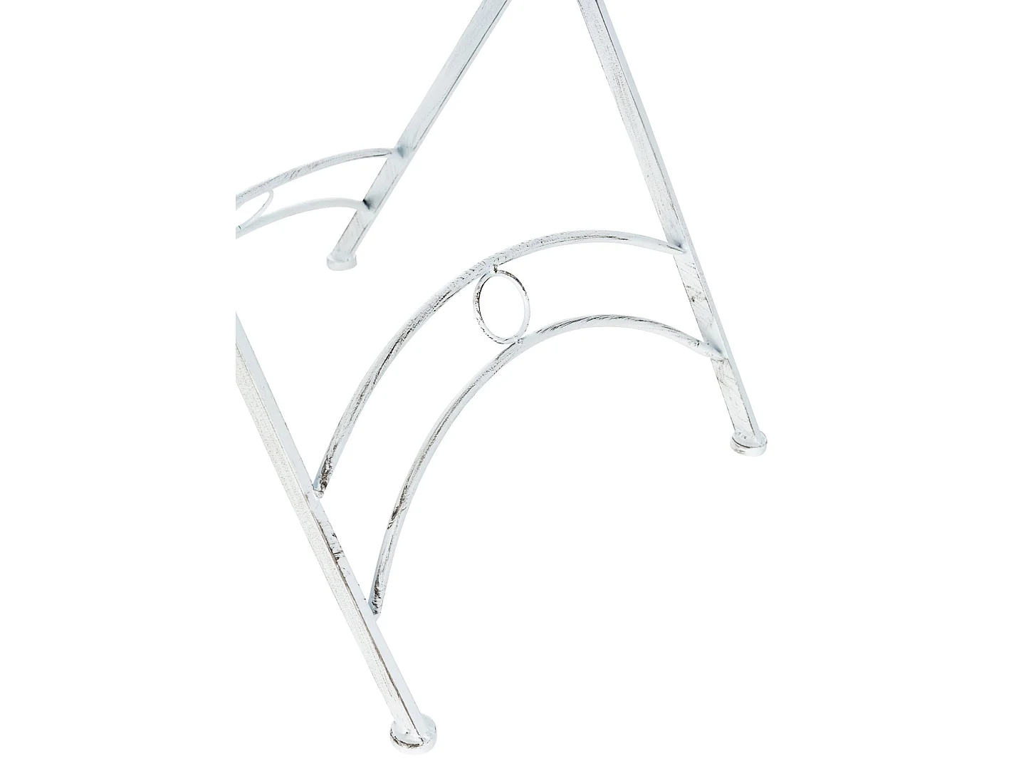 Mesa de jardin terraza balcon estilo rustico plegable metal blanco envejecido M10_000713