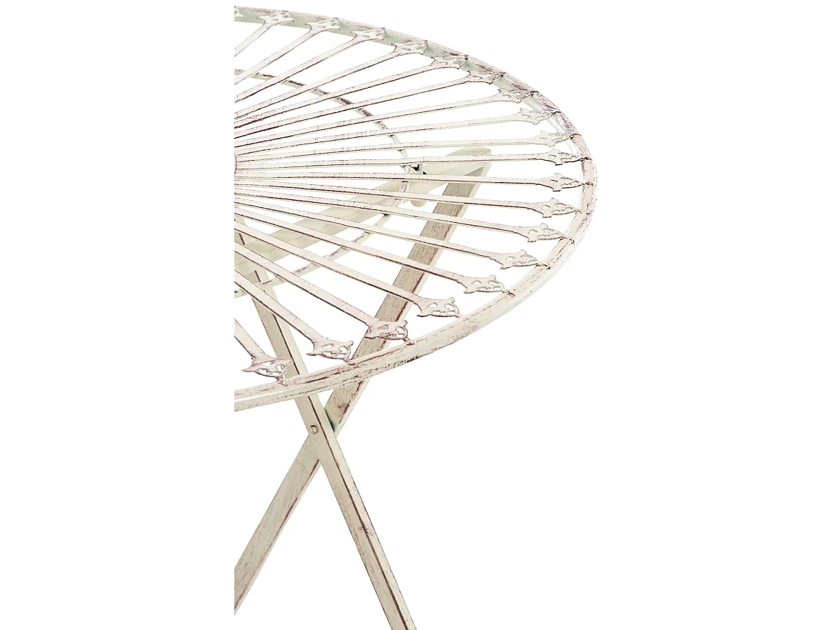 Mesa de jardin terraza balcon estilo rustico plegable metal crema envejecido M10_000715