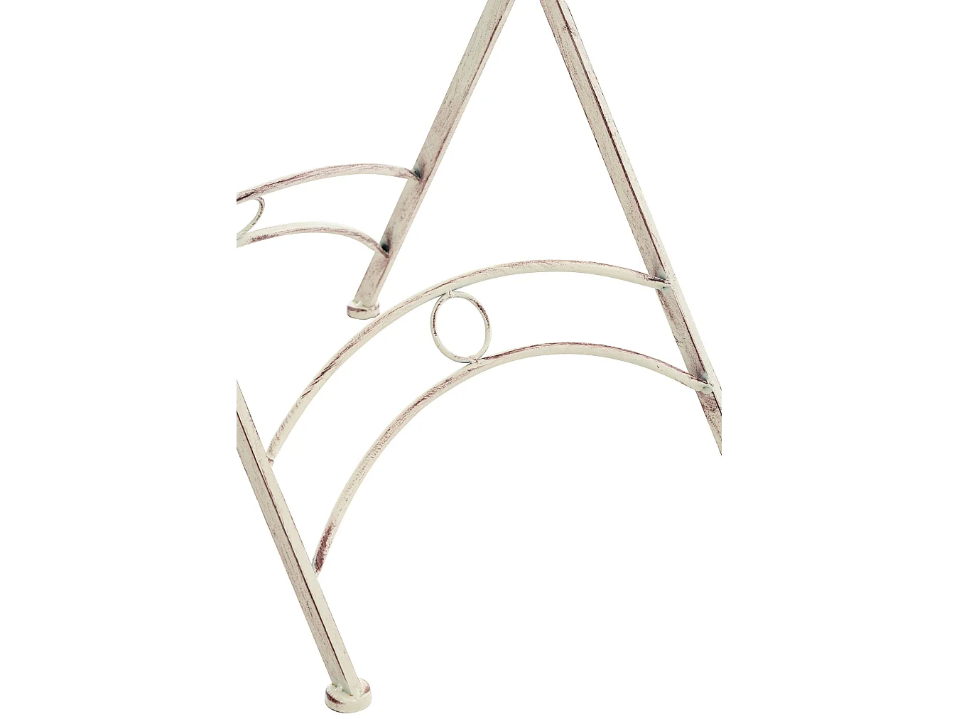 Mesa de jardin terraza balcon estilo rustico plegable metal crema envejecido M10_000715