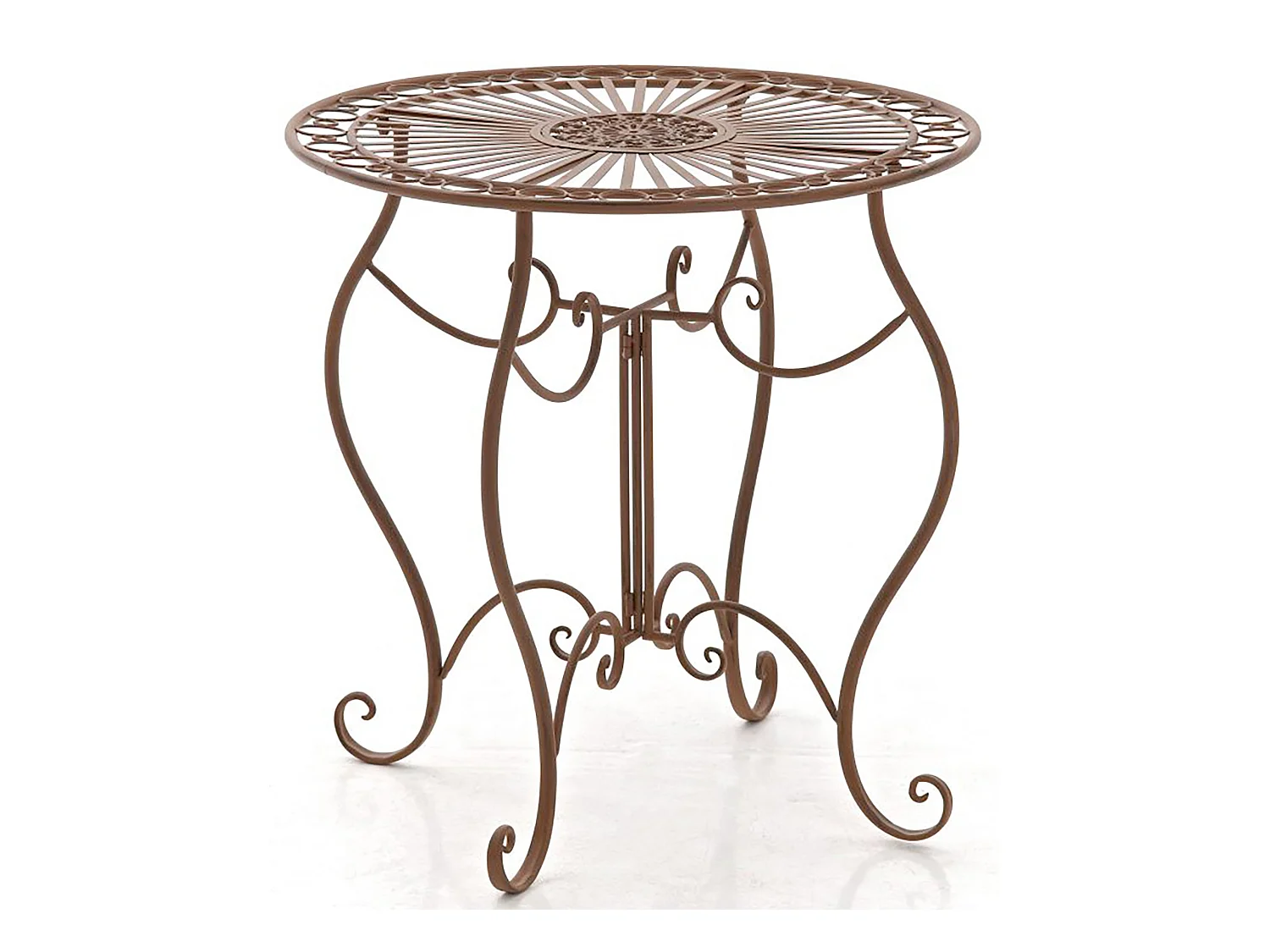 Mesa de jardín exterior terraza balcon diseño rústico ø 70 cm metal marrón envejecido M10_000684