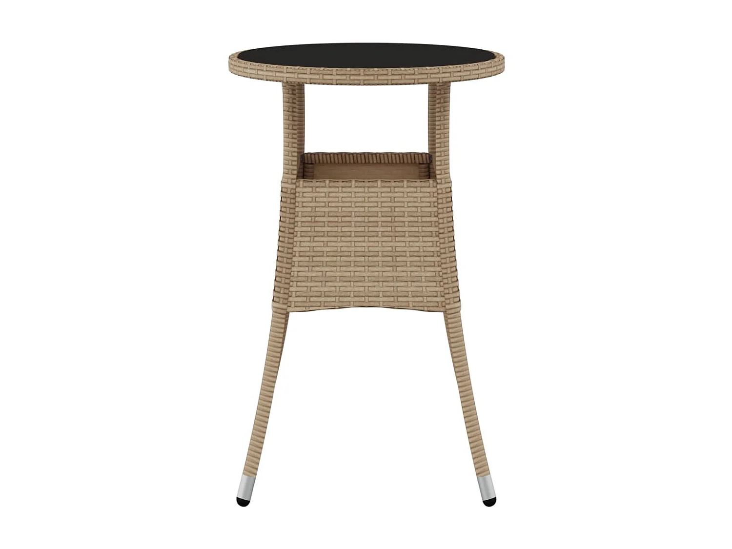 Table de jardin Ø60x75 cm Verre trempé/résine tressée Beige GHR66008