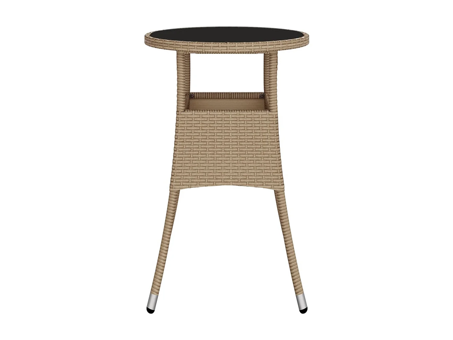 Table de jardin Ø60x75 cm Verre trempé/résine tressée Beige GHR66008