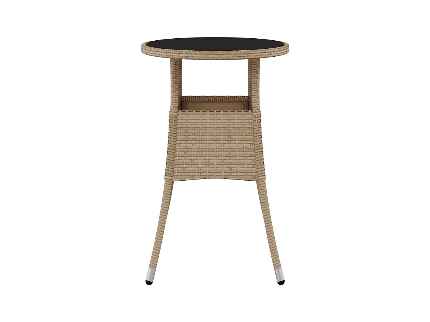 Mesa de jardim Ø60x75 cm vidro temperado e vime PE bege PT522578