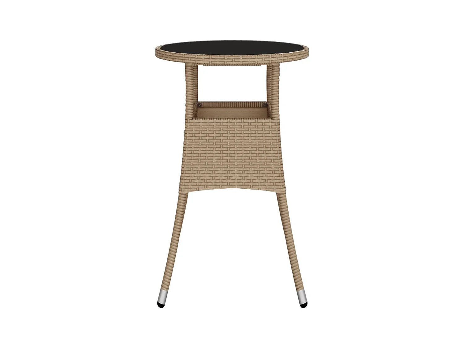 Mesa de jardim Ø60x75 cm vidro temperado e vime PE bege PT522578