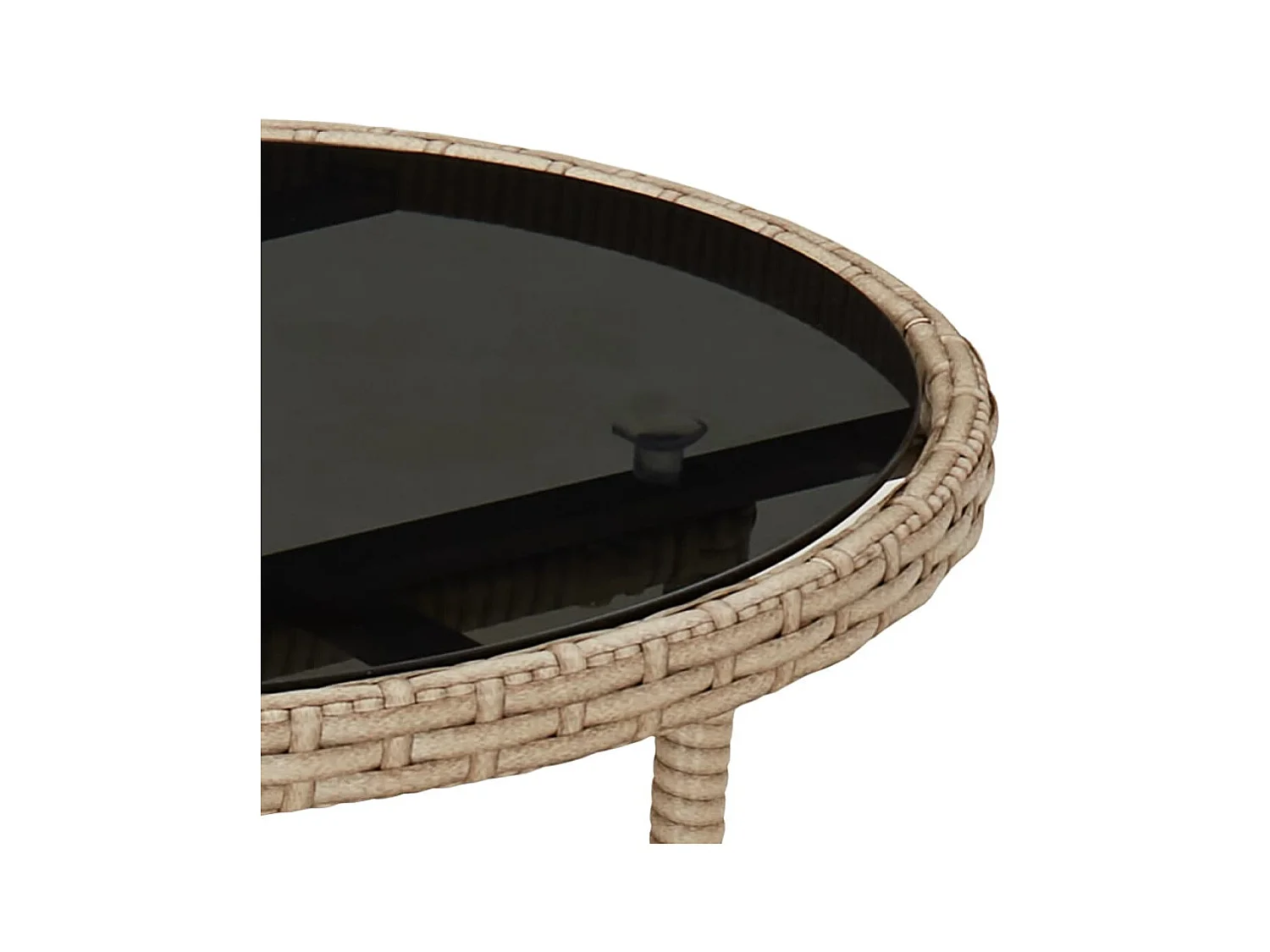 Mesa de jardim Ø60x75 cm vidro temperado e vime PE bege PT522578