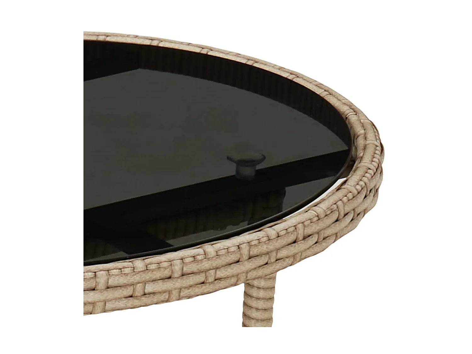 Mesa de jardim Ø60x75 cm vidro temperado e vime PE bege PT522578
