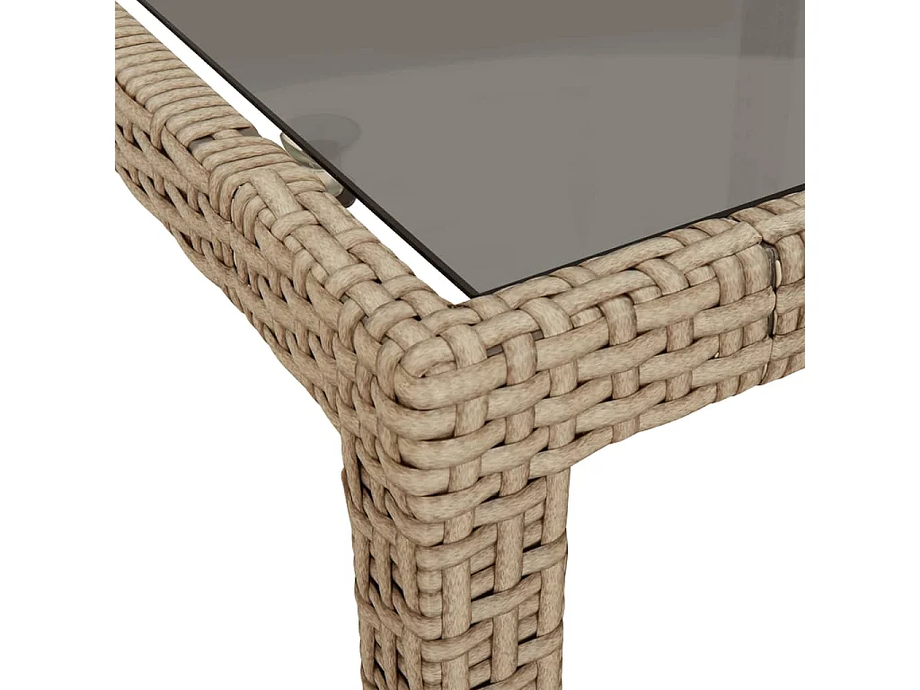 Table de jardin Beige 190x90x75 cm Verre trempé/résine tressée GHR64045