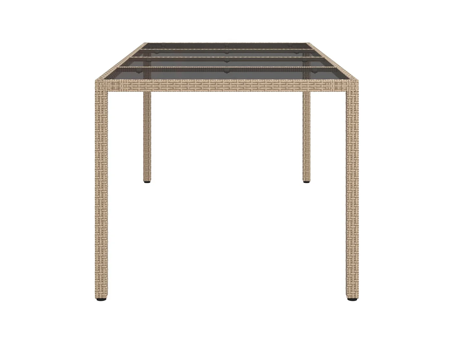 Table de jardin Beige 190x90x75 cm Verre trempé/résine tressée GHR64045