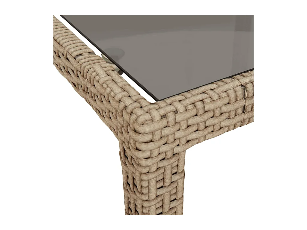 Table de jardin Beige 190x90x75 cm Verre trempé/résine tressée GHR64045