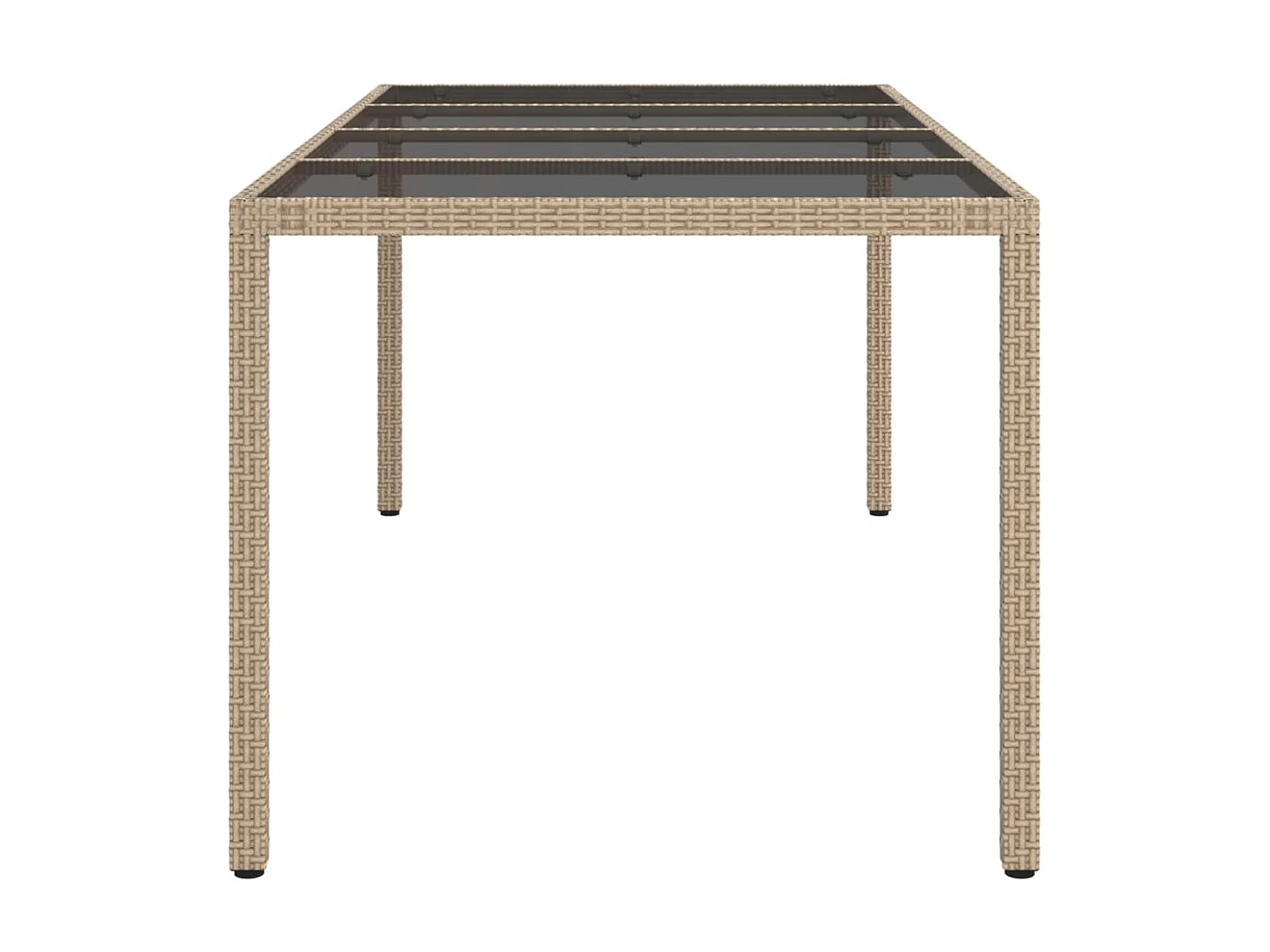 Mesa de jardim 190x90x75 cm vidro temperado e vime PE bege PT698383