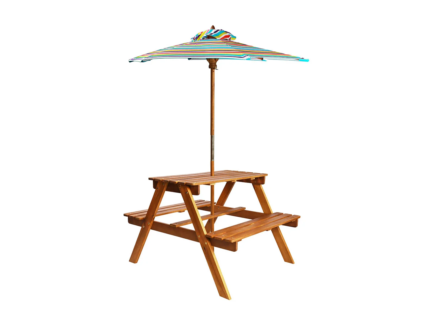 Table à pique-nique et parasol enfants 79x90x60cm Acacia solide GHR34052