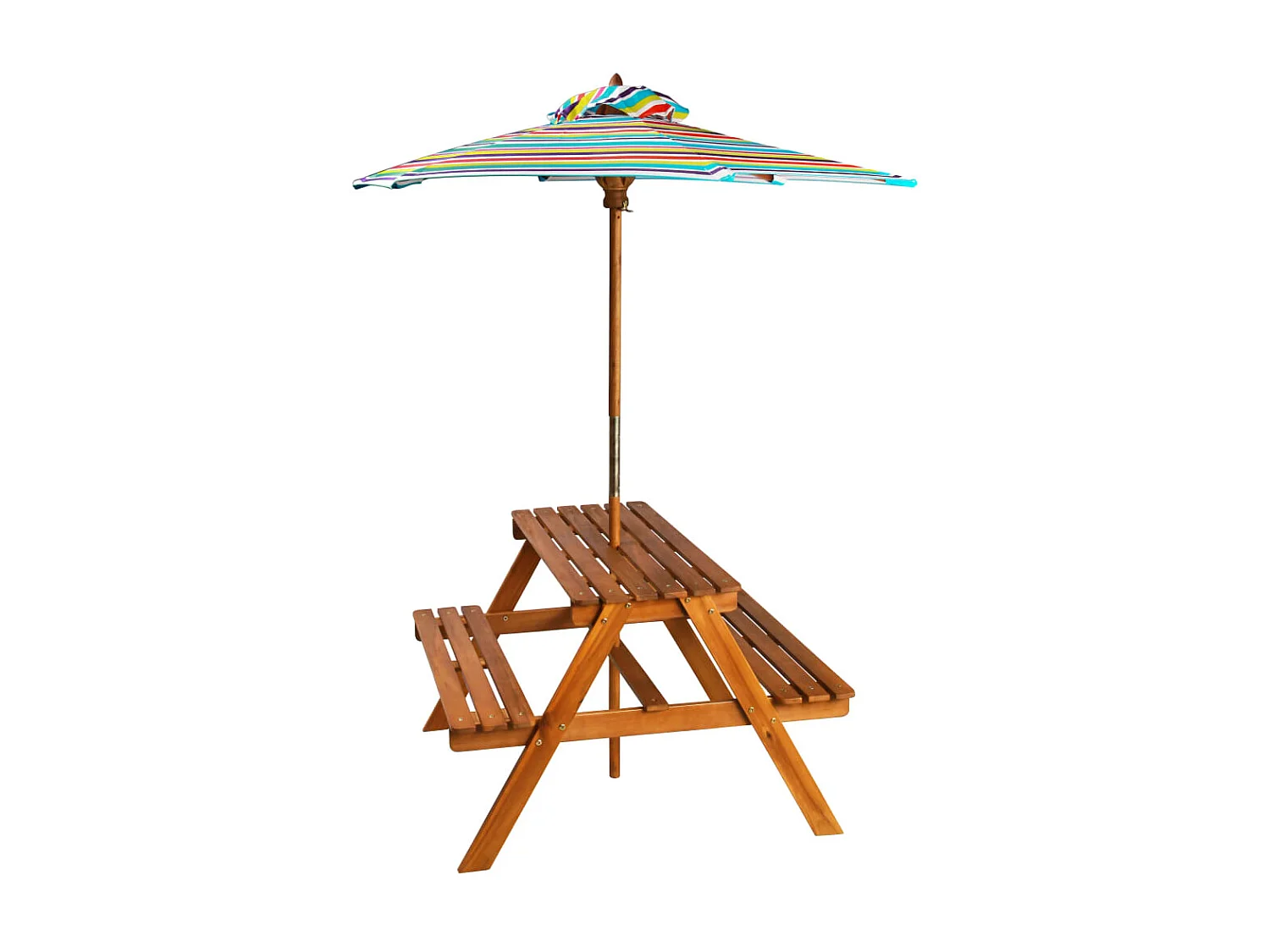 Table à pique-nique et parasol enfants 79x90x60cm Acacia solide GHR34052