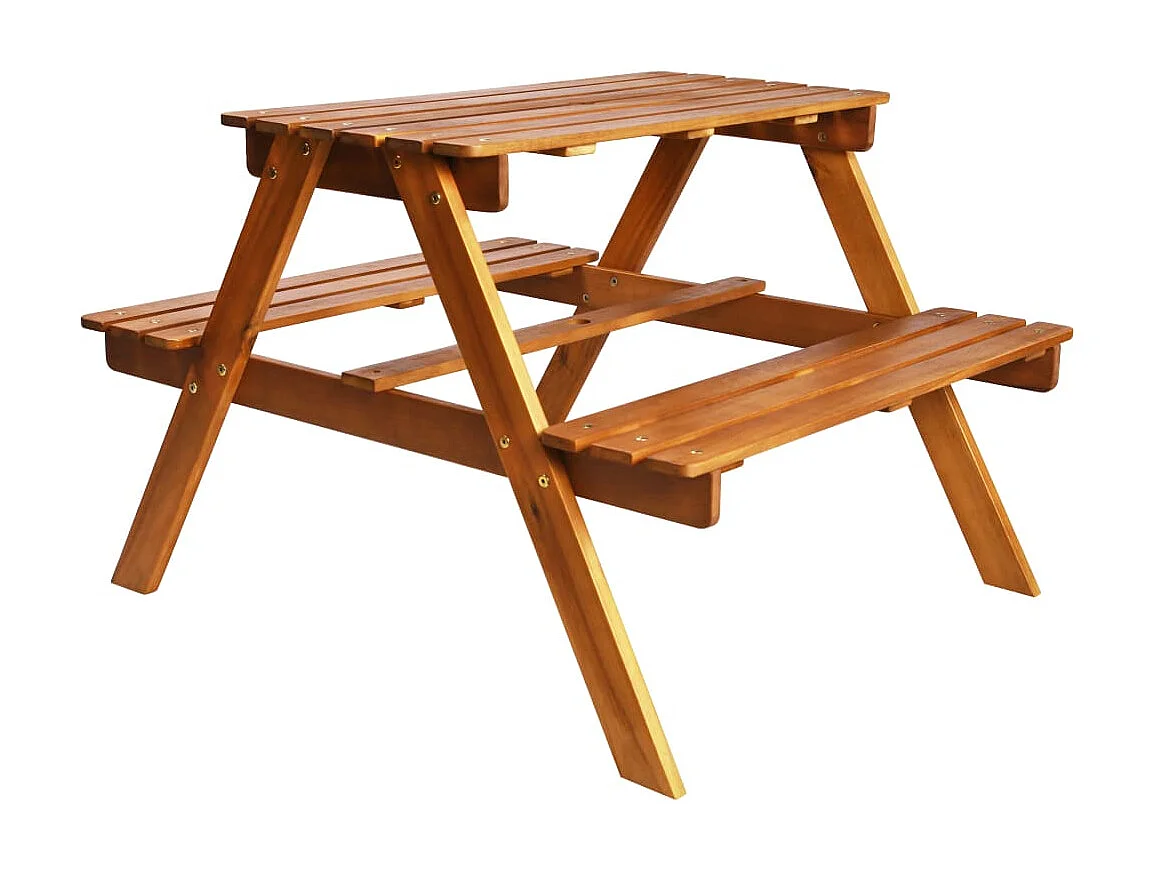 Table à pique-nique et parasol enfants 79x90x60cm Acacia solide GHR34052