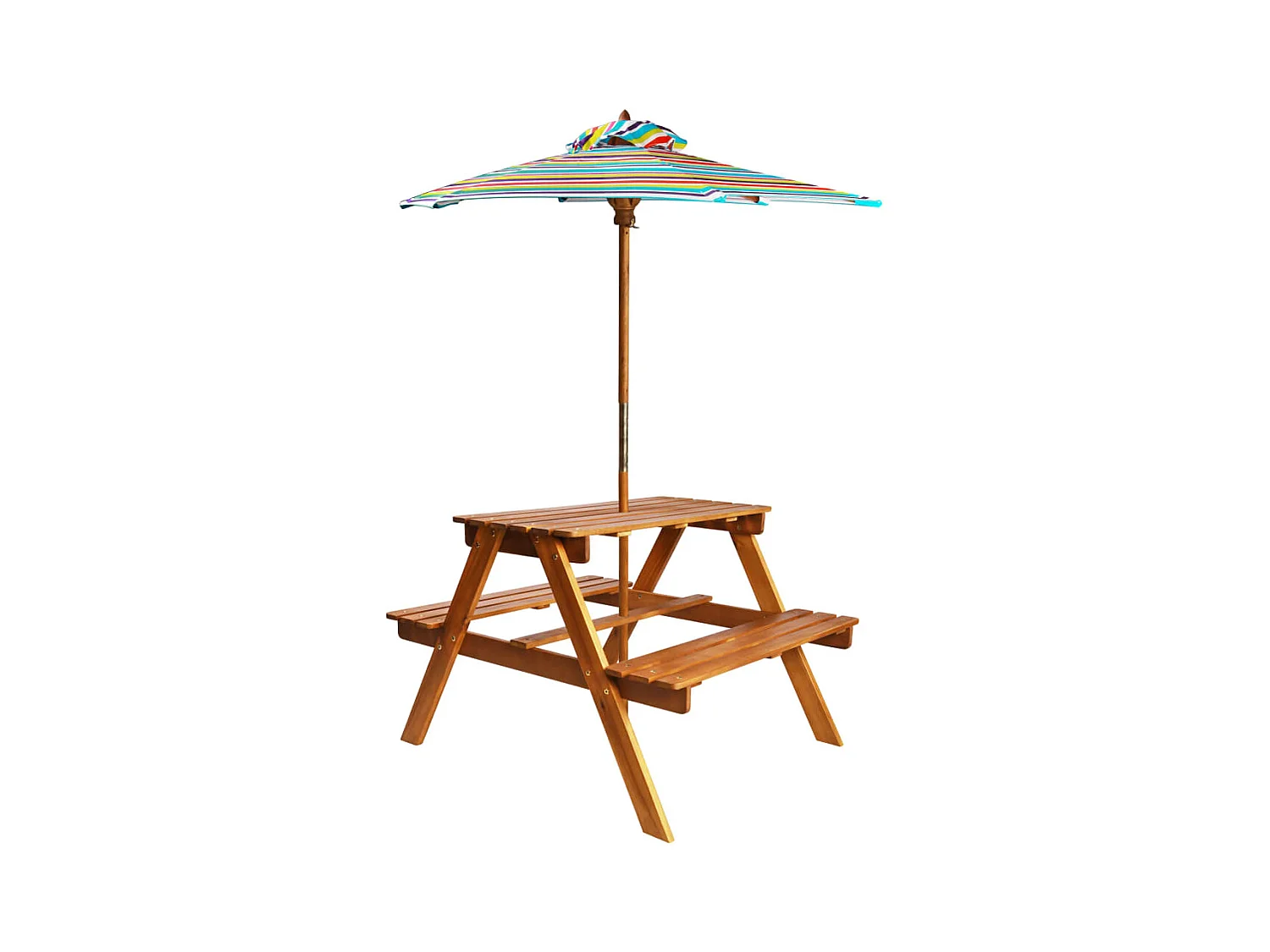 Table à pique-nique et parasol enfants 79x90x60cm Acacia solide GHR34052