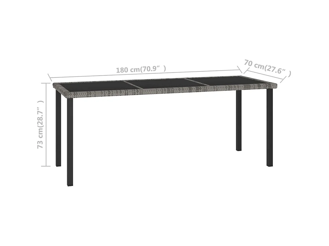 Table à manger de jardin Gris 180x70x73 cm Résine tressée GHR10291