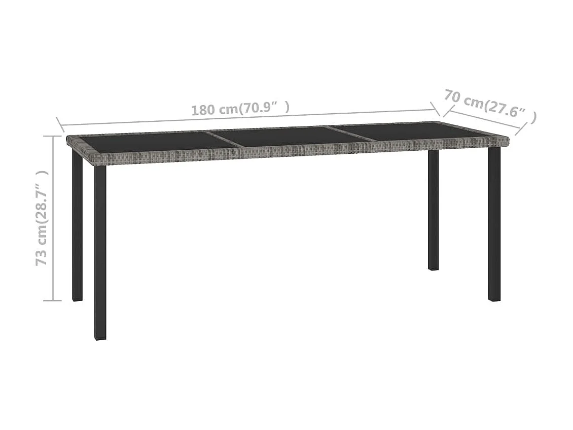 Table à manger de jardin Gris 180x70x73 cm Résine tressée GHR10291