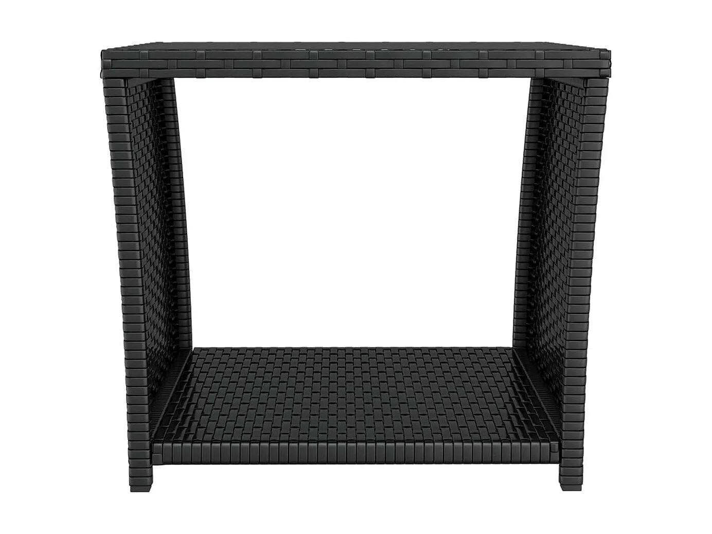 Salontafel met glazen blad poly rattan en gehard glas zwart NL207985