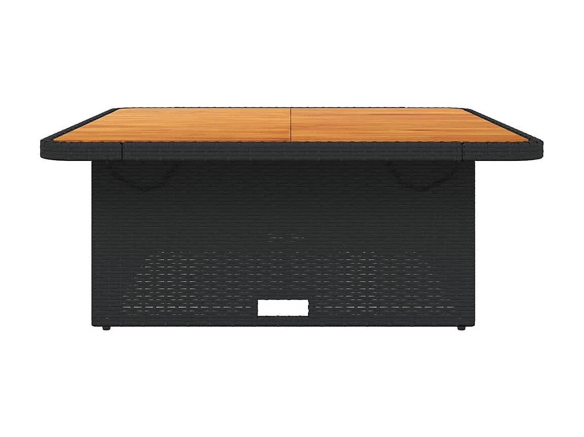 Table de jardin noir 110x110x71cm résine tressée et bois acacia GHR39161