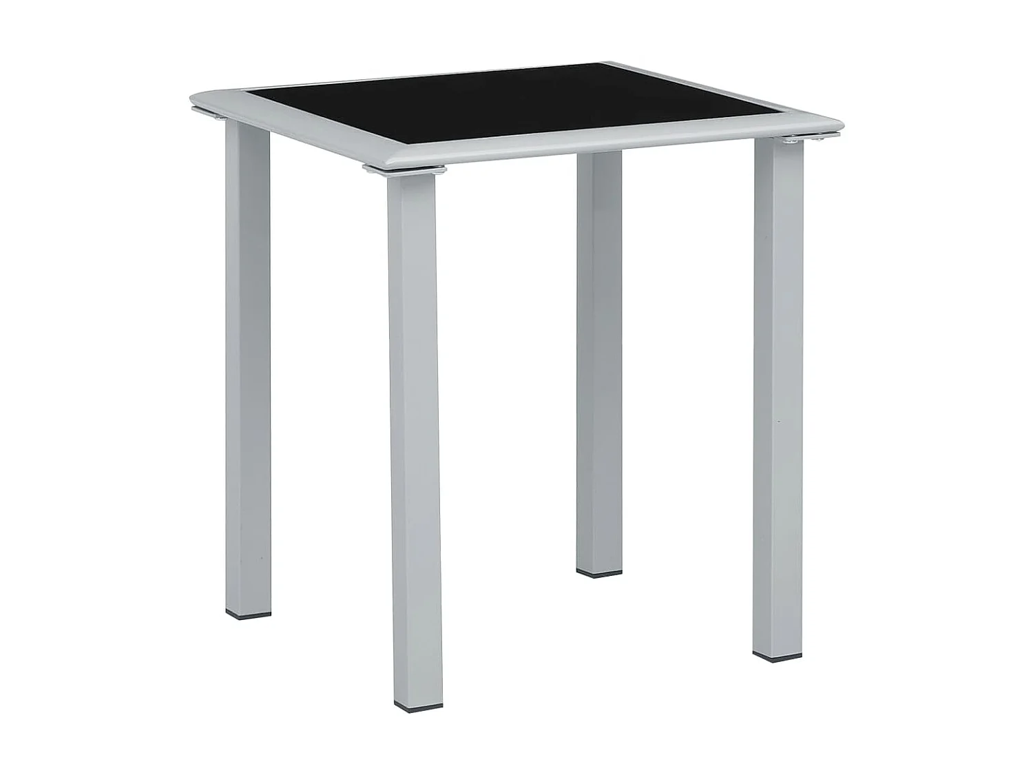 Mesa de comedor de jardín acero y vidrio negro y plateado 41x41x45 cm KOW51536